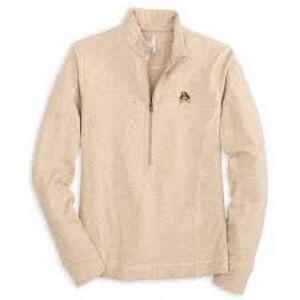 Johnny-O half zip classic patch logo oatmeal peach undertone size Large